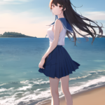 【AIイラスト研究】少女と海