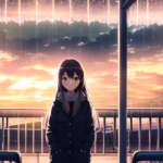 【AIイラスト研究】美少女と雨宿り
