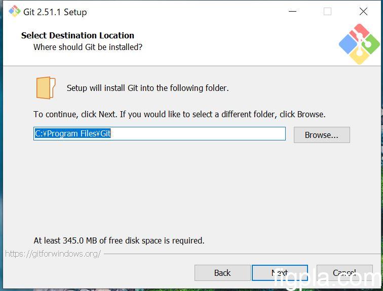 インストール先ディレクトリの選択